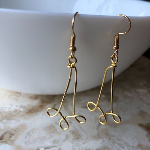 14k Gold Plated Filigree Swirl Dangle Earrings - Picture 3 of 8